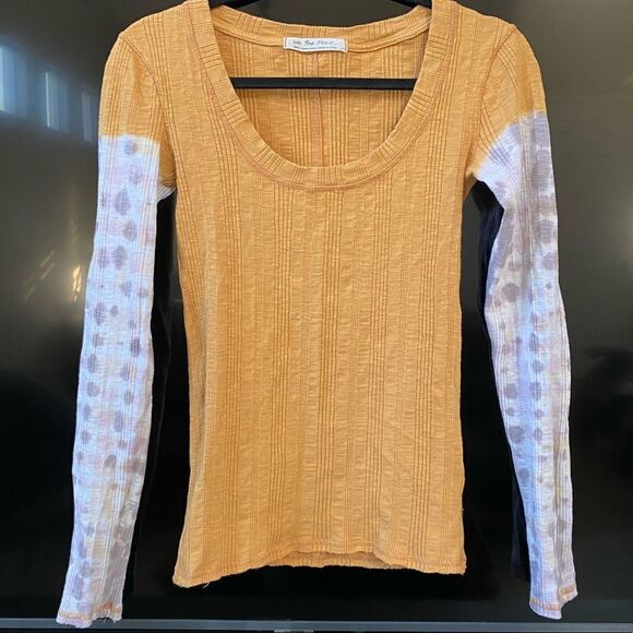 Free People We the free Amber Combo Scoop Neck Big Sur Copper Long Sleeve, Sz S - Picture 2 of 7